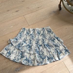 Blue and white floral skirt